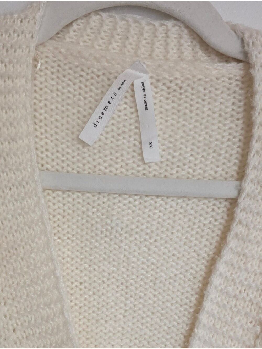 Dreamers by Debut 3D Floral Chunky Knit Cardigan Sweater Cream Pink Size XSmall - Picture 4 of 12